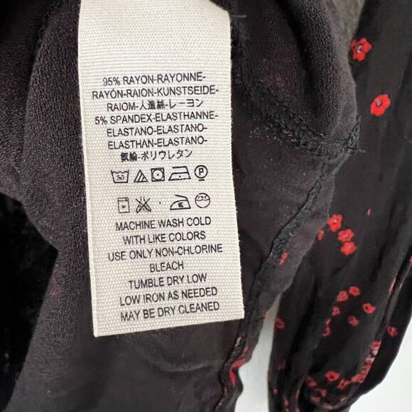 Free People To the Tropics Black Floral Blouson Sleeve Top - Picture 8 of 9